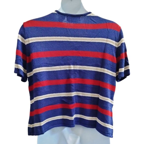 Sag Harbor Woman Blue Red White Striped Cardigan With Attached Tank Plus Size 1X - Picture 6 of 7